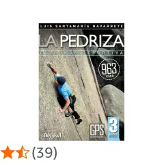 Couverture du livre "La Pedriza", guide d'escalade sportive avec un grimpeur sur un rocher.