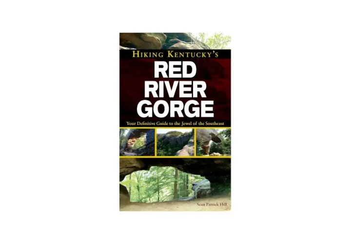 Couverture du guide "Hiking Kentucky's Red River Gorge", montrant des arches rocheuses et des paysages du Kentucky.