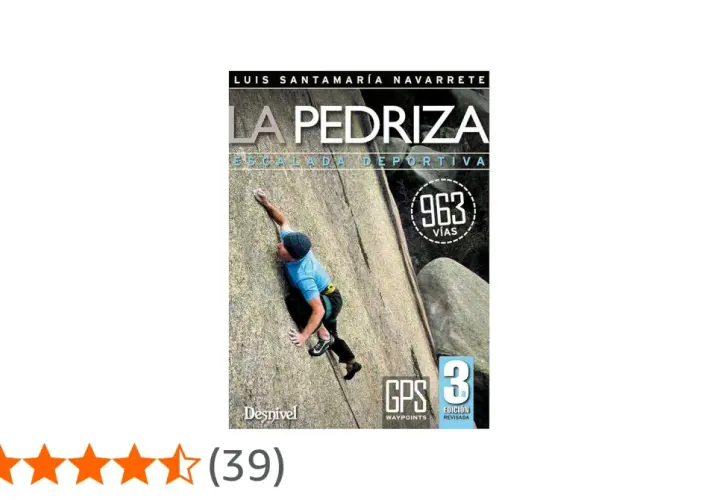 Couverture du livre "La Pedriza", guide d'escalade sportive avec un grimpeur sur un rocher.