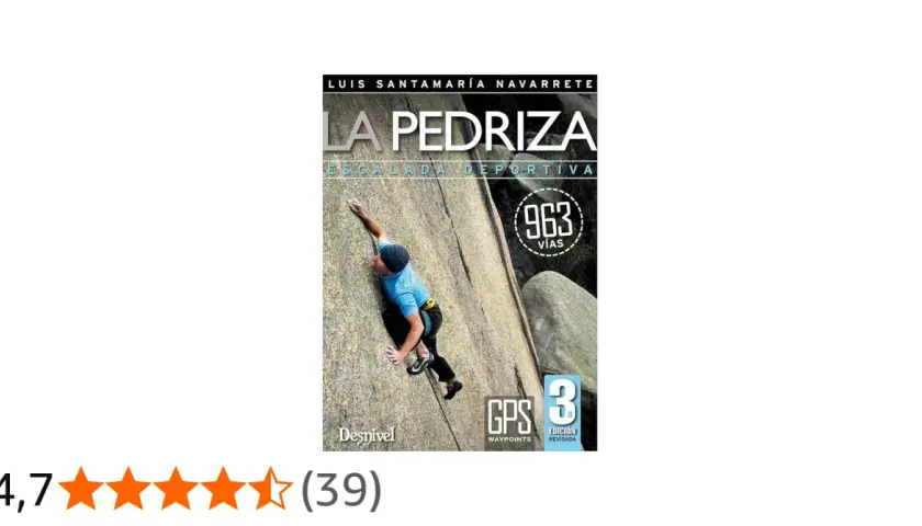 Couverture du livre "La Pedriza", guide d'escalade sportive avec un grimpeur sur un rocher.