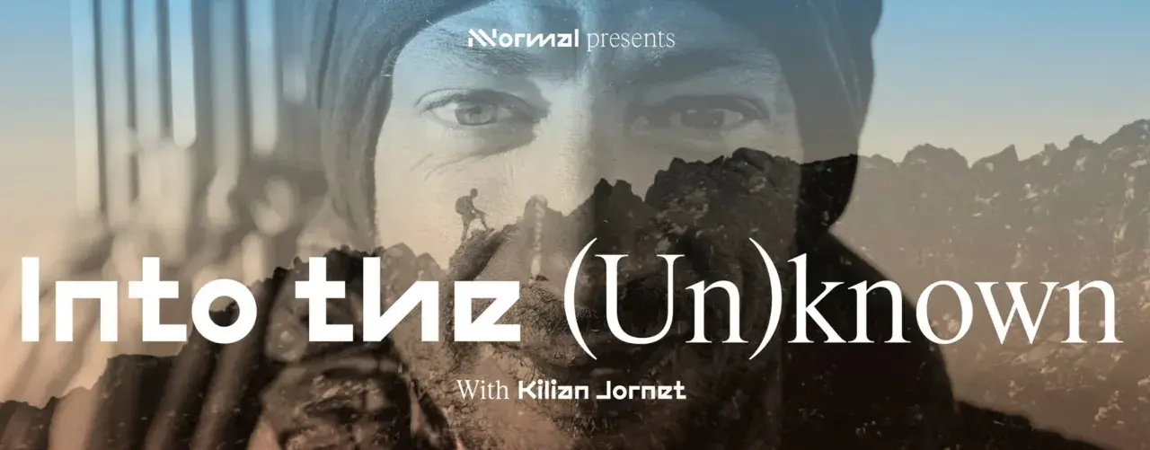 Affiche du film "Into the (Un)known" avec Kilian Jornet, explorant les défis de l'alpinisme.