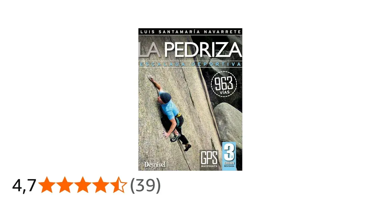 Couverture du livre "La Pedriza", guide d'escalade sportive avec un grimpeur sur un rocher.